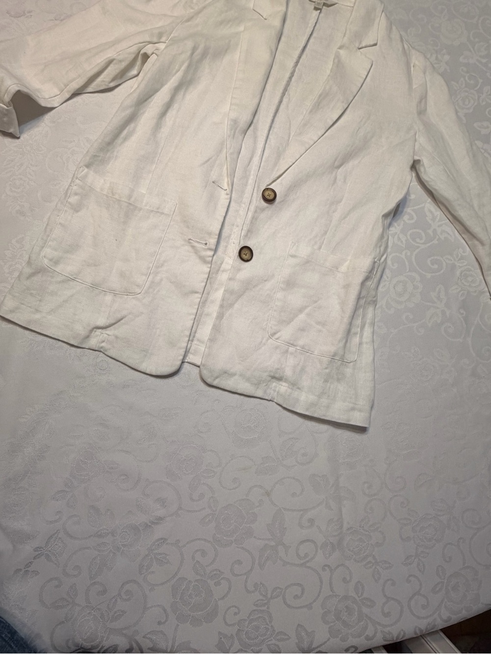 Garnet Hill White Linen Blend Women's Blazer